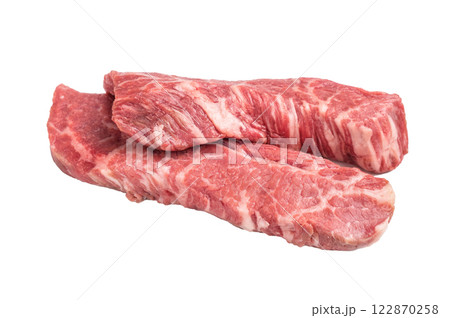Raw Tri Tip Steak from Black Angus beef meat isolated on white background 122870258