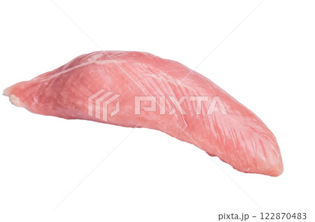 Raw turkey breast fillet, uncooked poultry meat isolated on white background. top view 122870483