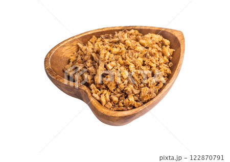 Crispy Fried Onion, Roasted dried Onions isolated on white background. top view Crispy Fried Onion, Roasted dried Onions isolated on white background. top view 122870791