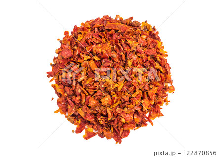 Sun Dried Tomato Flakes Isolated on White background. top view 122870856