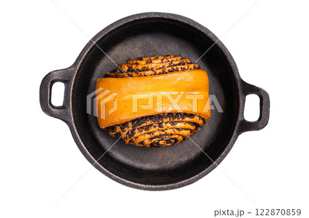 Homemade Poland Poppy Seed buns isolated on white background. top view Homemade Poland Poppy Seed buns isolated on white background. top view 122870859