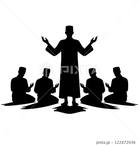 Imam Leading Prayer Silhouette Generative AI Imam Leading Prayer Silhouette Generative AI 122872036