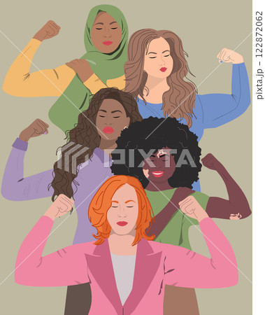 A group of beautiful women with different nationalities. A group of beautiful women with different nationalities. 122872062