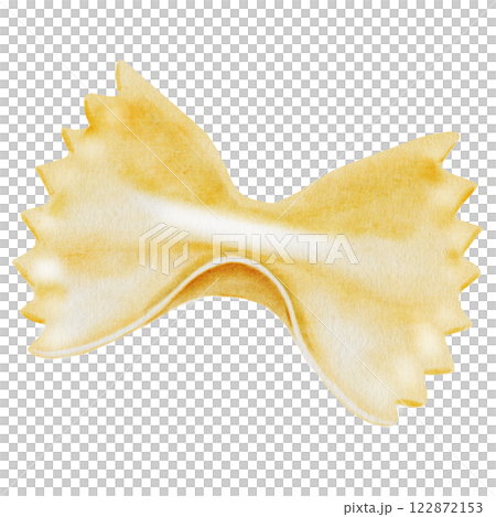 Pasta farfalle watercolor. Hand drawn italian macaroni on white background. Food clip art. Ideal for pasta packaging, restaurant menus and posters 122872153