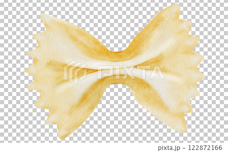 Pasta farfalle watercolor. Hand drawn italian macaroni on white background. Food clip art. Ideal for pasta packaging, restaurant menus and posters 122872166