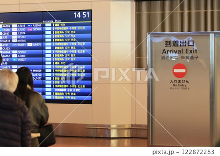 空港の国際線到着出口　空港の到着ロビー 122872283