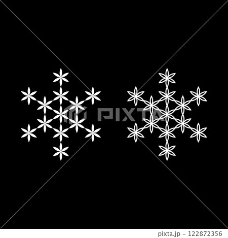 Flower of life Sacred geometry set icon white color vector illustration image solid fill outline contour line thin flat style Flower of life Sacred geometry set icon white color vector illustration image solid fill outline contour line thin flat style 122872356