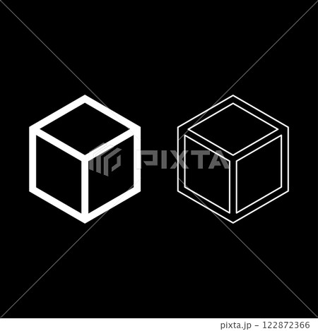 Hexagedron Sacred geometry symbol set icon white color vector illustration image solid fill outline contour line thin flat style 122872366