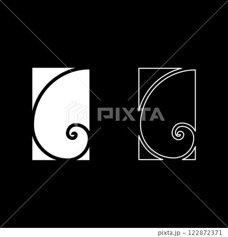 Golden ratio section Sacred geometry symbol ration proportions set icon white color vector illustration image solid fill outline contour line thin flat style 122872371