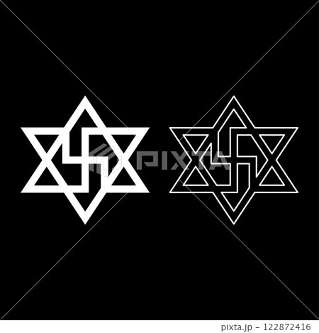 Raelism symbol David star of the galaxy Raeliteli set icon white color vector illustration image solid fill outline contour line thin flat style 122872416