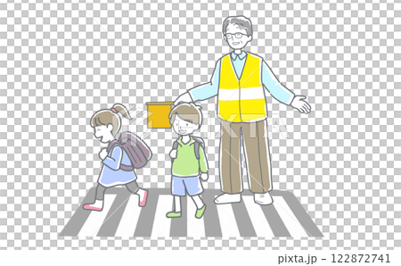 Illustration of a senior man volunteering for traffic safety Illustration of a senior man volunteering for traffic safety 122872741