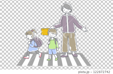 交通安全ボランティアをするシニア女性のイラスト 交通安全ボランティアをするシニア女性のイラスト 122872742