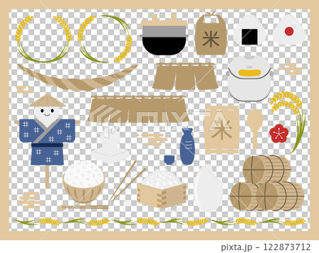 米飯插畫及裝飾套裝 122873712