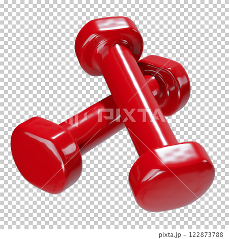 Blank Round vinyl rubber Dumbbells, weightlifting gym equipment side view 122873788