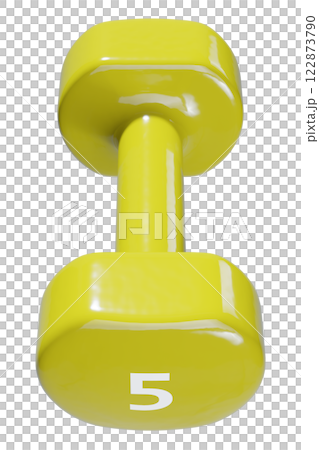 Round vinyl rubber Dumbbell, weightlifting gym equipment top view 122873790