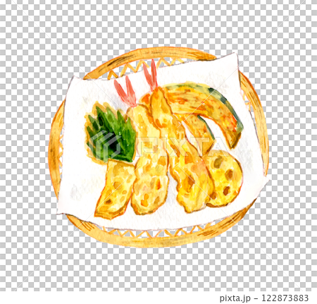 什錦天婦羅的水彩插圖 什錦天婦羅的水彩插圖 122873883