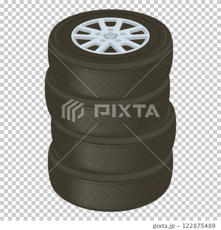 積み重ねたタイヤ 積み重ねたタイヤ 122875489