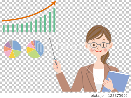 プレゼンする女性のイラスト 投資 資産 ビジネス プレゼンする女性のイラスト 投資 資産 ビジネス 122875993