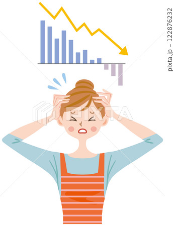 株　暴落　投資　パニック　主婦　イラスト 122876232