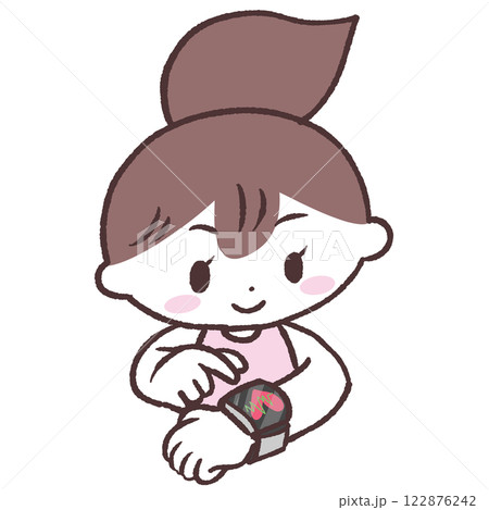 スマートウォッチを操作する女性イラスト 122876242
