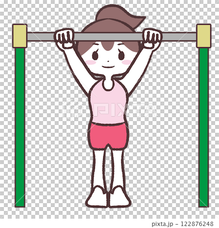 一位女士做單槓的插圖 122876248