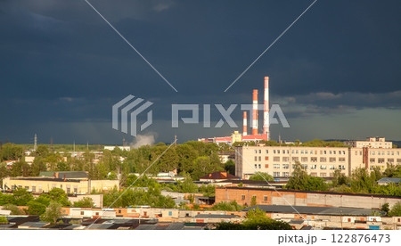 Thermal Power Plant in Sunset Light 122876473
