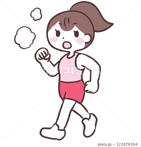 ウォーキングをする女性イラスト 122876504