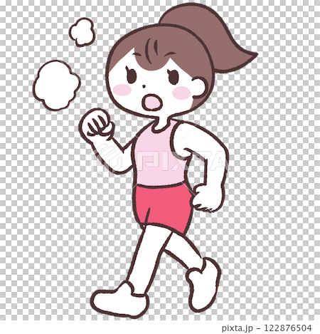 ウォーキングをする女性イラスト 122876504