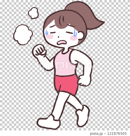 息切れしながら歩く女性イラスト 122876505