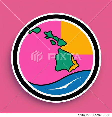 ハワイをモチーフにしたシンプルなイラスト ハワイをモチーフにしたシンプルなイラスト 122876964