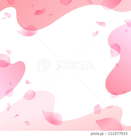 桜の花びらとウェーブパターンの春をイメージした背景デザイン スクエア型 桜の花びらとウェーブパターンの春をイメージした背景デザイン スクエア型 122877025