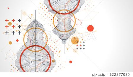 Trendy abstract wireframe background. Modern science or technology art elements. Surface illustration. Trendy abstract wireframe background. Modern science or technology art elements. Surface illustration. 122877080