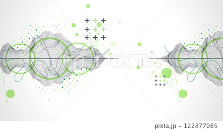 Trendy abstract wireframe background. Modern science or technology art elements. Surface illustration. Trendy abstract wireframe background. Modern science or technology art elements. Surface illustration. 122877085