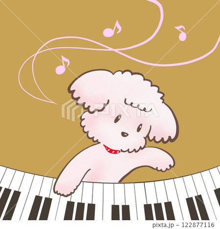 トイプードルが楽しそうにピアノを弾いているイラスト トイプードルが楽しそうにピアノを弾いているイラスト 122877116