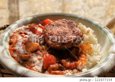 日本の美味しい家庭料理のハンバーグカレーライス 日本の美味しい家庭料理のハンバーグカレーライス 122877154