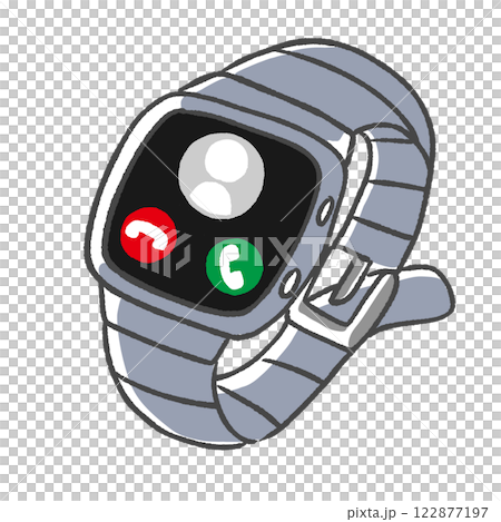 A grey smartwatch receiving a call 122877197