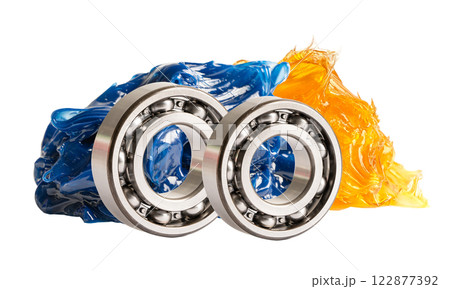 Ball bearing stainless with grease lithium machinery lubrication for automotive and industrial  isolated on white background. 122877392