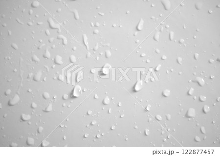 Water drops on white wall background texture 122877457