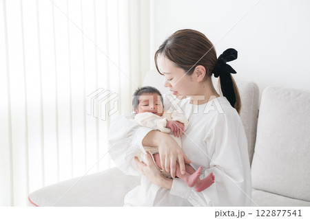 ママに抱っこされる赤ちゃん ママに抱っこされる赤ちゃん 122877541