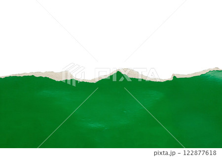 Green ripped paper torn edges strips isolated on white background 122877618