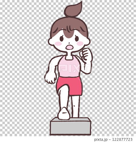 Front view illustration of a woman doing up and down exercise 122877723