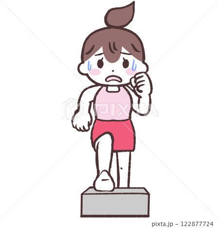 昇降運動して疲れた女性正面イラスト 122877724