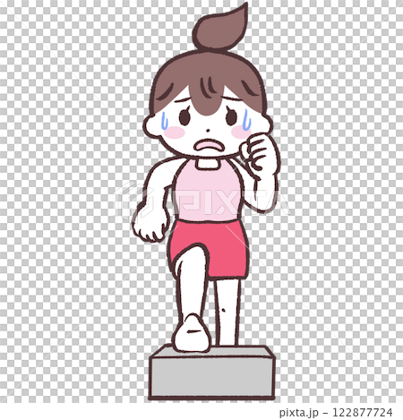 昇降運動して疲れた女性正面イラスト 122877724