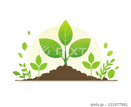 A green young plant growing in soil on nature background 122877981