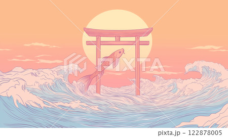 さし絵 立体イラスト 3Dイラスト 122878005