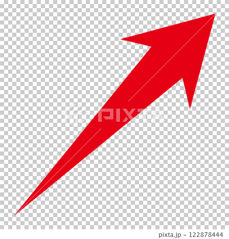 白色背景上向右上升的簡單紅色箭頭的圖示 白色背景上向右上升的簡單紅色箭頭的圖示 122878444