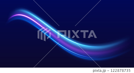 Speed police line. Laser beams, horizontal light rays. Magic shining neon light line trails. Purple glowing wave swirl, impulse cable lines. High speed effect motion blur night lights Speed police line. Laser beams, horizontal light rays. Magic shining neon light line trails. Purple glowing wave swirl, impulse cable lines. High speed effect motion blur night lights 122878735