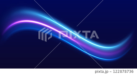 Speed police line. Laser beams, horizontal light rays. Magic shining neon light line trails. Purple glowing wave swirl, impulse cable lines. High speed effect motion blur night lights Speed police line. Laser beams, horizontal light rays. Magic shining neon light line trails. Purple glowing wave swirl, impulse cable lines. High speed effect motion blur night lights 122878736