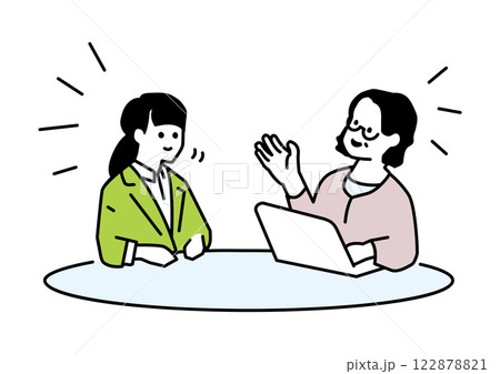 2人で話す女性のイラスト　面談　相談 122878821