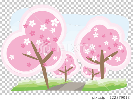 流行的櫻花城市景觀插畫 122879018